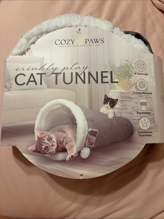 Cozy Paws Other - Crinkly Play Cat Tunnel - Expandable -Gray and White